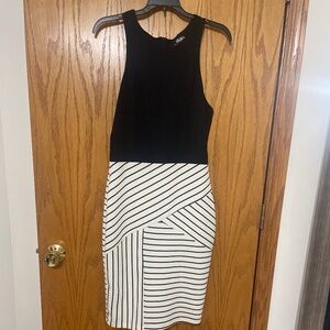 Black and white knee length dress